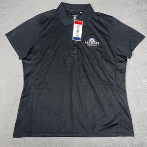 NWT Clique x Farmers Insurance Shirt Women's 2XL XXL Black Polo Embroidered Top